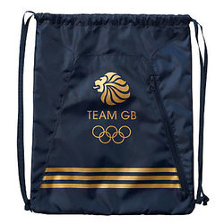 Adidas Team GB Drawstring Tote Bag, Indigo/Gold